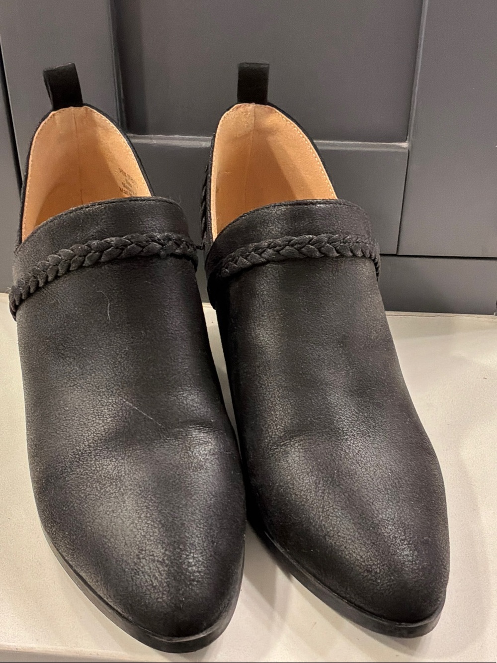 Journee Collection Black Braided-Trim Pointed Booties